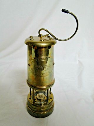 Vintage British Coal Mining Brass Lamp Vale Type Aberaman Colliery Gas Lantern