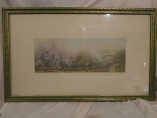 Vintage Print " In Flowering Time " Hand Colored Print Signed Wallace Nutting