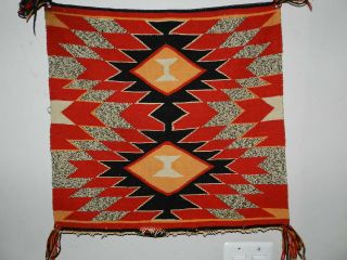 Red Antique Navajo Germantown Square Blanket With Salt & Pepper,  19 " X20