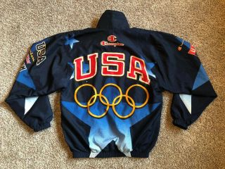 Vintage Champion Usa Olympics Team Atlanta 1996 Jacket Size Medium Windbreaker
