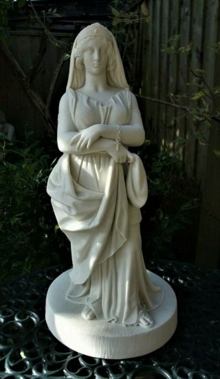 Antique 19thc Large Worcester Parian Figure Of A Lady With A Cross C1852