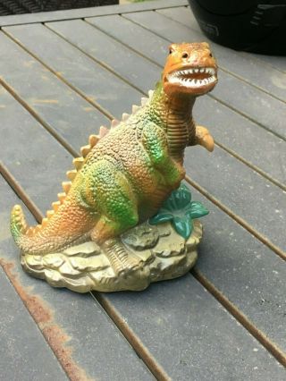 Vintage 1987 Dinosaur Bank Plastic T - Rex Small World Importing Coin Bank
