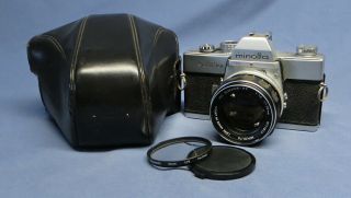 Vintage Minolta Srt 101 35mm Camera W/58mm Mc Rokkor - Pf 1.  4 Lens & Leather Case