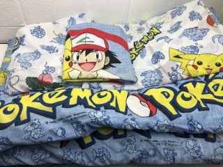Vintage Pokemon Twin Bedding Set Complete Blanket Sheets Pillow Case