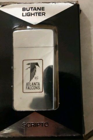 Scripto Atlanta Falcons Butane Lighter With Box And Paperwork Vintage