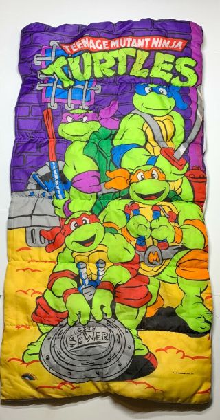 Vintage Teenage Mutant Ninja Turtles kids Sleeping Bag 1990 Mirage Studios TMNT 3