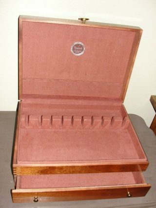 Vintage Naken Wooden Tarnish Proof Flatware Silverware Chest Box With Drawer