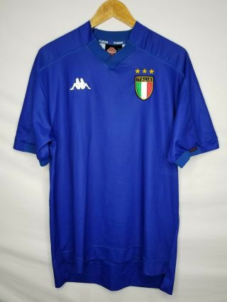 Vintage Kappa Italy National Team Soccer Jersey Mens Size Large World Cup Blue