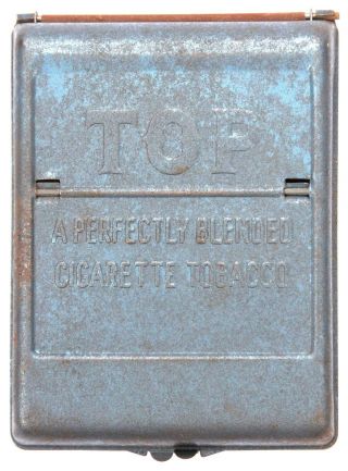 Vintage Top Cigarette Rolling Kit Machine Tobacco Tin Blue Metal Old Advertising