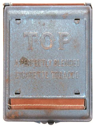 Vintage TOP Cigarette Rolling Kit Machine Tobacco Tin Blue Metal Old Advertising 2