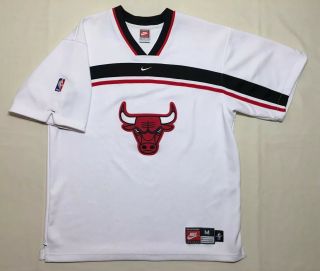 Vintage Nike Chicago Bulls White Warm Up Jersey Shooting Shirt Mens Sz M 90s