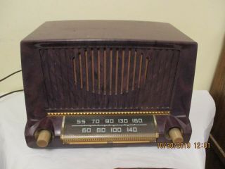 Vintage General Electric Model 404 Brown Swirl Bakelite Tube Radio Great