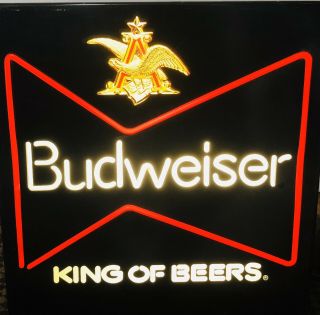 Vintage Budweiser King Of Beers Light Up Neon Sign