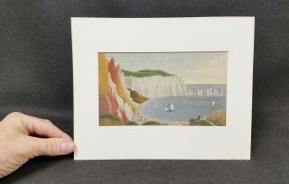 Antique English Natural Color Sand Painting " The Needles Alum Bay Isle Of Wight "