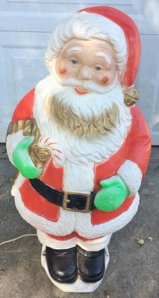 Vintage Poloron Santa Claus Blow Mold Lawn Yard Decor 31 "