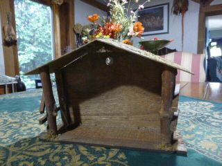 Vintage Wood Nativity Manger Stable Only