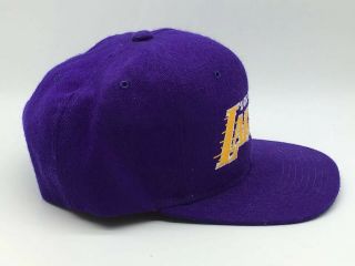 Vintage 90s Los Angeles Lakers Starter Script Snapback Hat Purple Gold Wool 1990 2