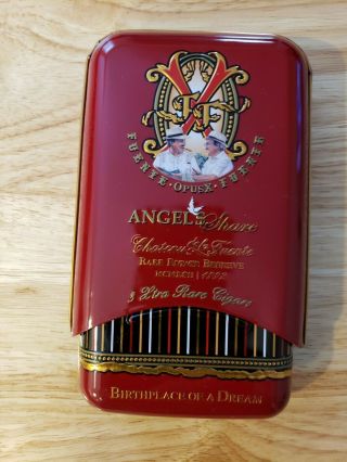 Arturo Fuente Opus X Angels Share Empty Cigar Tin Holds Three 5 " Long Cigars