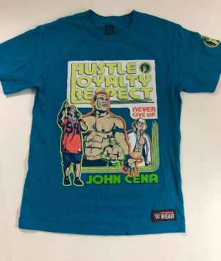 Authentic Wwe John Cena Never Give Up Blue T Shirt Size Men 