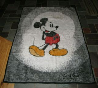 Vintage Biederlack Mickey Mouse Reversible Blanket Throw 55 " X 79 " Walt Disney