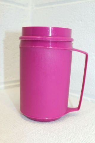 Vintage Aladdin 12 Oz Insulated Plastic Travel Coffee Mug Cup Pink/magenta