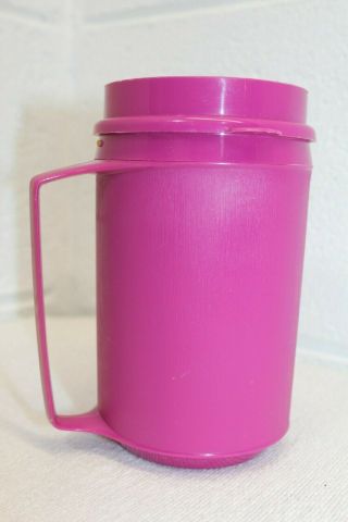 Vintage Aladdin 12 oz Insulated Plastic Travel Coffee Mug Cup PINK/Magenta 3