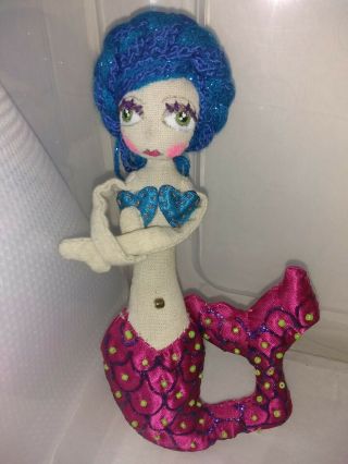 Hand Crafetd And Painted Little Mermaid Doll 7 " Vintage