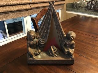 Very Rare Antique Indian Native American Teepee Metal Camp Fire Radio Lamp