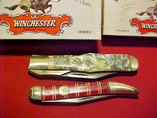 2 Vintage Winchester Usa 45 - 70 10109 Abalone,  10102 Candy Stripe Knives