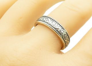 Mexico 925 Silver - Vintage Large Swirl Patterned Band Ring Sz 11 - R12563