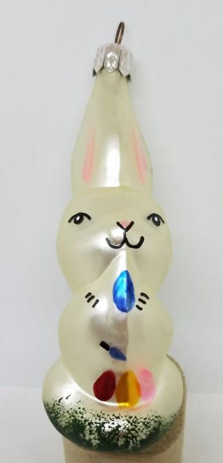 Vintage Czechoslovakia Mercury Glass Bunny Rabbit Christmas Ornament 4 1/4 "