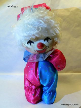 Vintage Poter Musical Wind - Up Clown Doll Head Moves 11 Inch