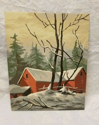 Vintage Paint By Number Winter Landscape With Barns Snow 8 " X10 "
