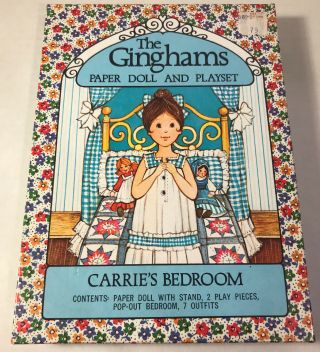 The Ginghams Carrie’s Bedroom 1976 Vintage Paper Doll Playset Uncut