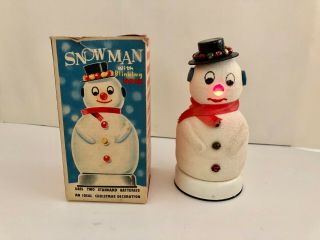 Vintage 1950 ' s Dan - Dee Imports N.  Y.  C Snowman With Blinking Nose - W/ Box 2
