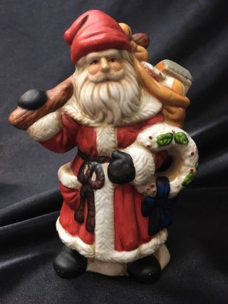Vtg Enesco Santa Claus Figurine Gift Toys Holiday Ceramic Christmas Collectible