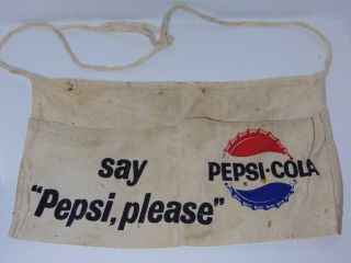 Vintage 1960s Say Pepsi Please Pop Soda Advertising Apron Change Money Holder