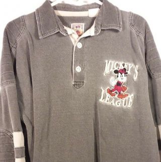 Vintage Mickey Mouse Baseball League Sweater Rugby Polo Shirt Mens Large 1.  19