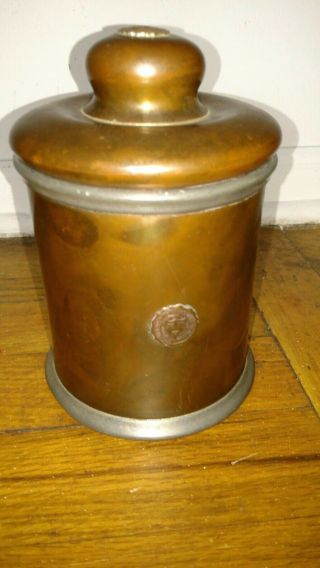 Antique 1910 Harvard University West Roxbury Highland Club Tobacco Humidor Jar