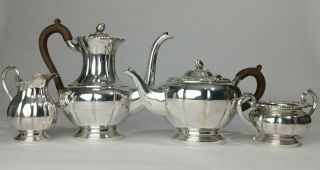Birks Rideau Silver Plate & Bakelite 4 Pc.  Tea & Coffee Set Gadroon & Shell