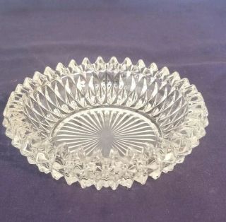 Vintage Clear Cut Glass Crystal Ashtray / Trinket Dish 5.  25 " Round