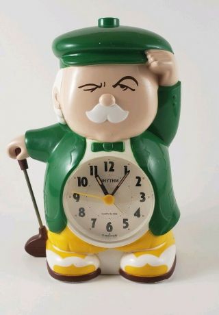 Rhythm Golf Clock Golfer Alarm Japan Speaks Wake Up Tee Time Vintage