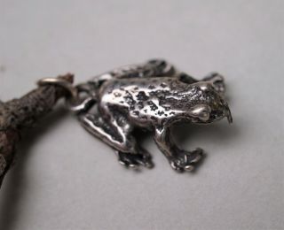 Vintage Silver Frog Charm With Tongue Out Catching Bugs Marked Ster