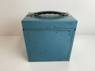 Vintage - 45 ' s Vinyl Records Storage Box & Carry Case Blue Metal 2
