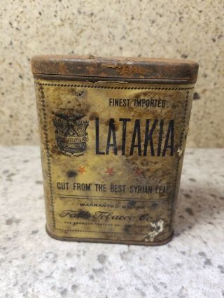 Vintage Tobacco Tin - - Latakia (finest Import) Paper Label - Smoking Tobacco