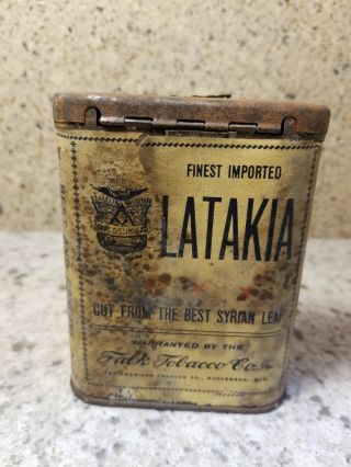 Vintage Tobacco Tin - - Latakia (Finest import) paper label - Smoking tobacco 2