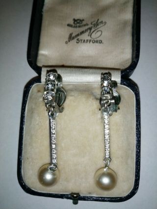 Vintage Faux Pearl & Paste Clip On Earrings