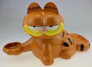Vintage Garfield Ceramic Soap Dish Bathroom Cartoon Cat Jim Davis Cup Holder