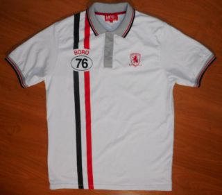 Middlesbrough FC MFC Official Merchandise Boro 76 Men ' s White Polo Shirt Size XL 2