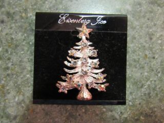 Vintage Eisenberg Ice Christmas Tree Pin Brooch Rhinestone Silver Tone